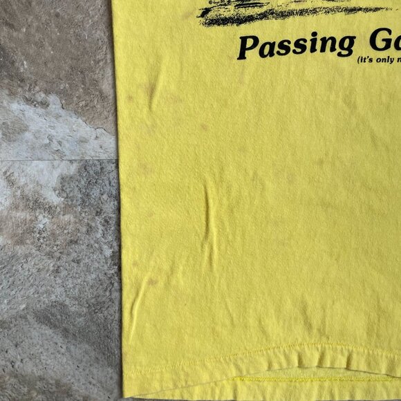 70s Vintage Cycling Graphic Tee Mens Small Passing Gas Funny Saying Short Sleeve - Picture 4 of 10